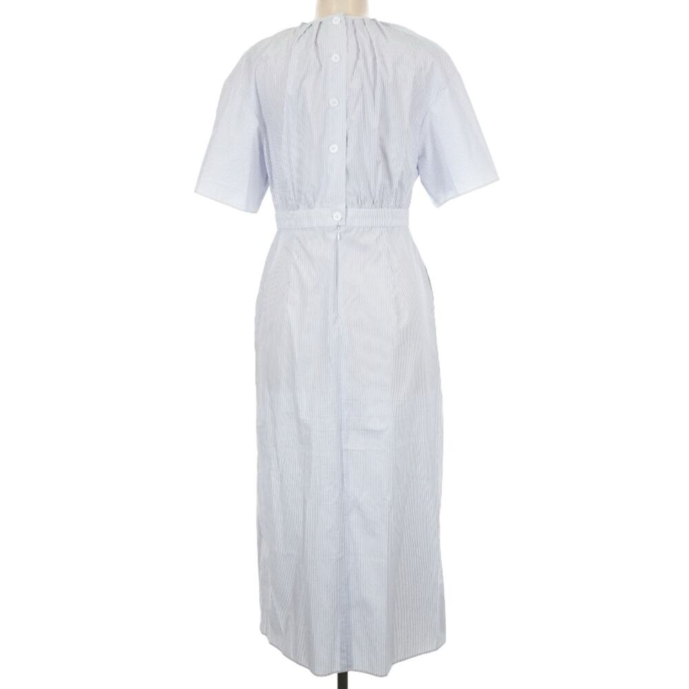 Jeana Sohn Claudia Cotton Blue White Pinstripe Back Button Midi Dress M - Picture 6 of 12